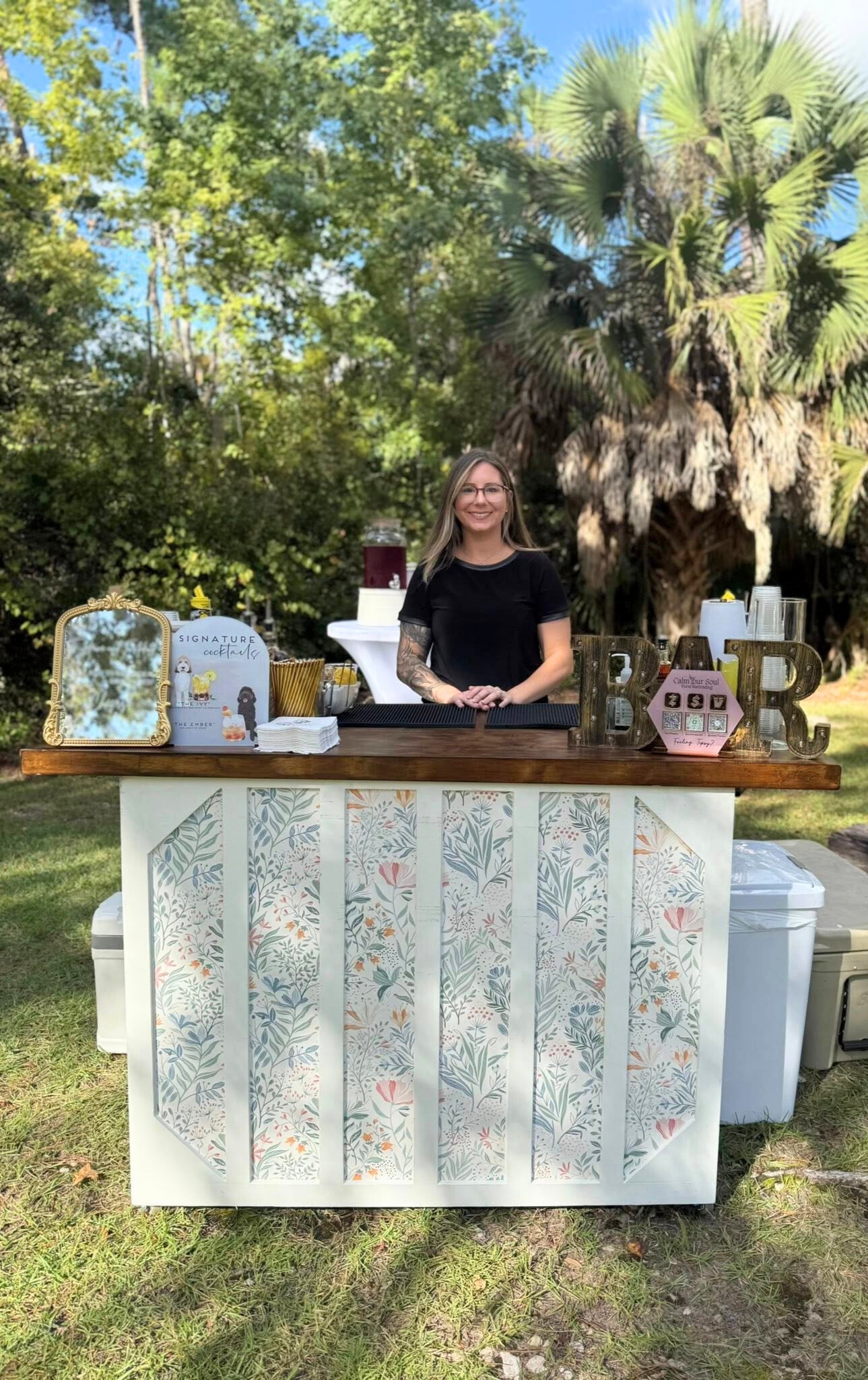 Styled glassware at a Calm Your Soul wedding bar
